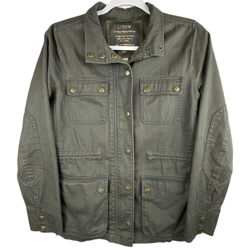 J.Crew Womens XS Olive Field Jacket Utility Military 100% Cotton C0717